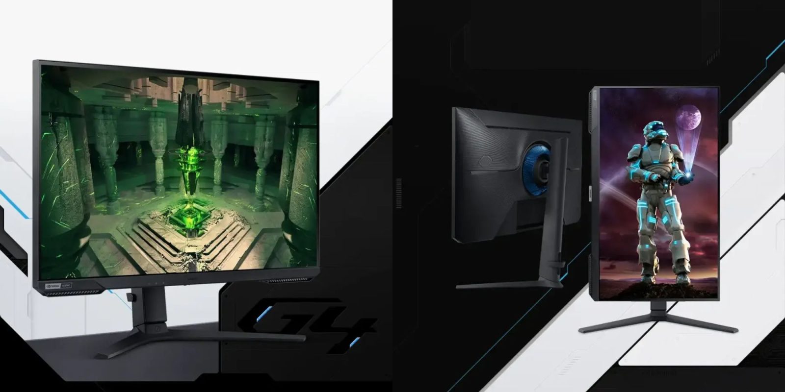 Image showing renders of Samsung's Odyssey G4 240Hz gaming monitor.