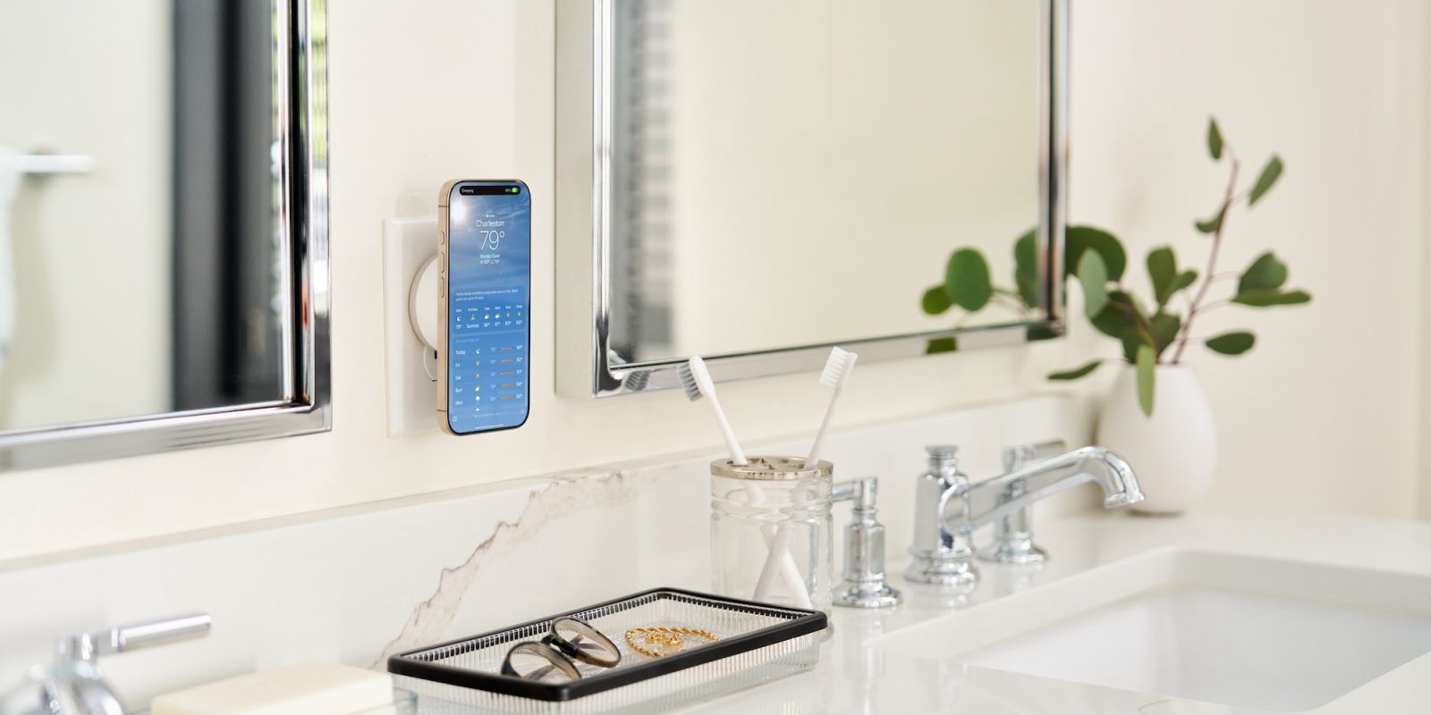 A phone on a counter