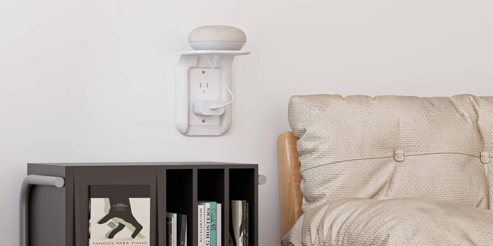 A smart speaker on a wall