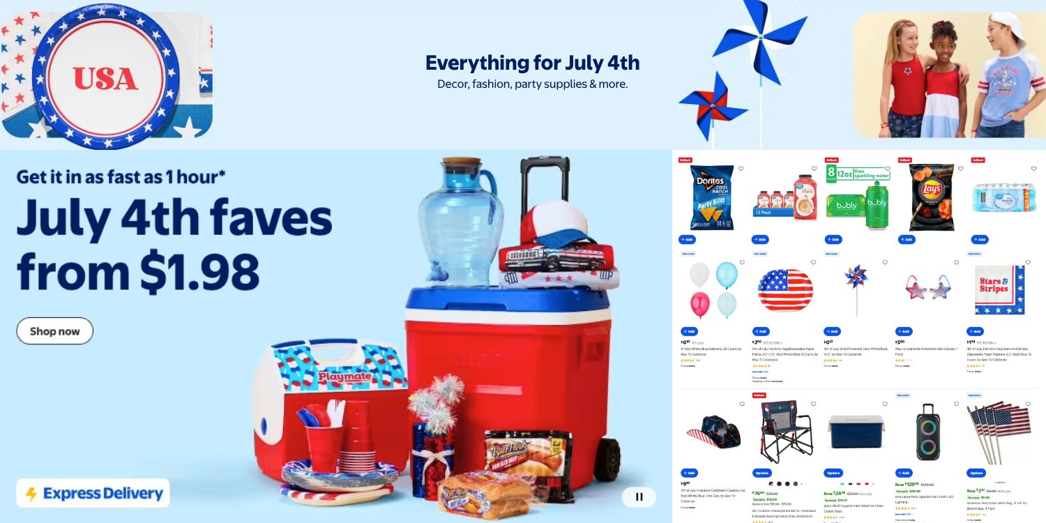 Walmart 4th of July sale now live: Express 1-hr. delivery on party 