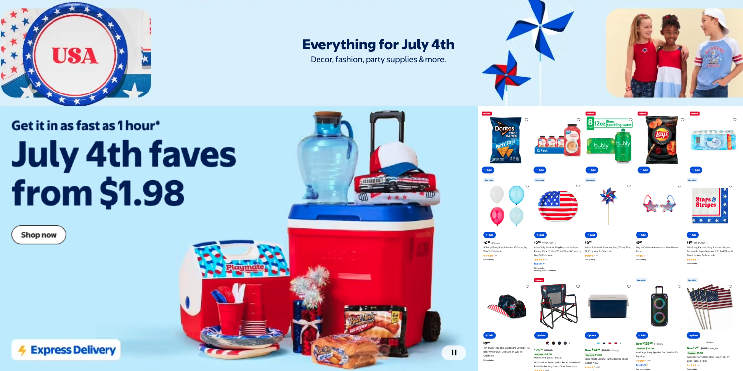 Walmart 4th of July sale now live: Express 1-hr. delivery on party
