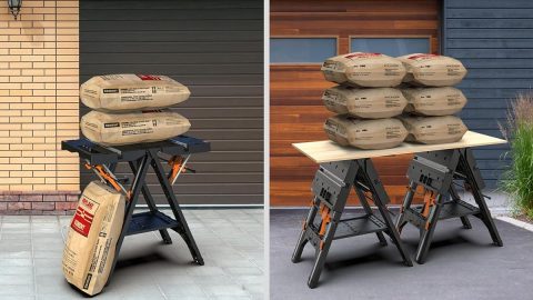 A two pictures of bags on a table