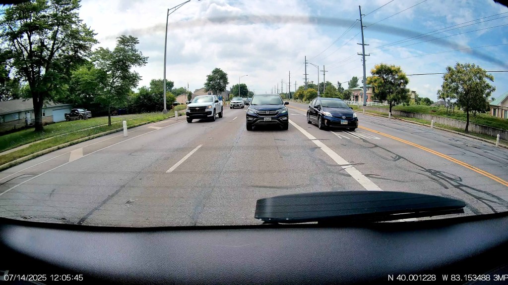 A car driving on a road