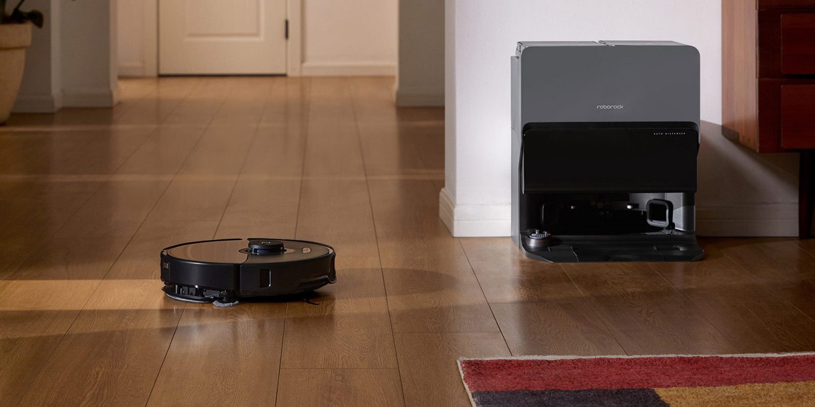 A robotic vacuum cleaner on the floor