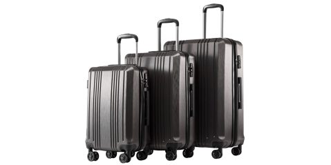 A group of luggage on wheels