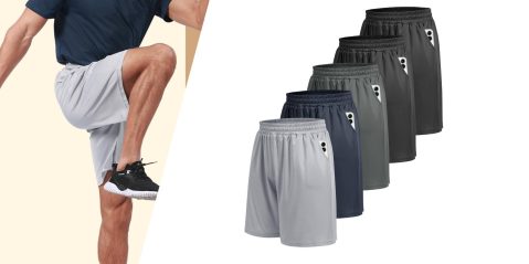 A man wearing shorts and a pair of shoes