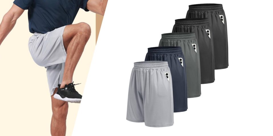 A man wearing shorts and a pair of shoes