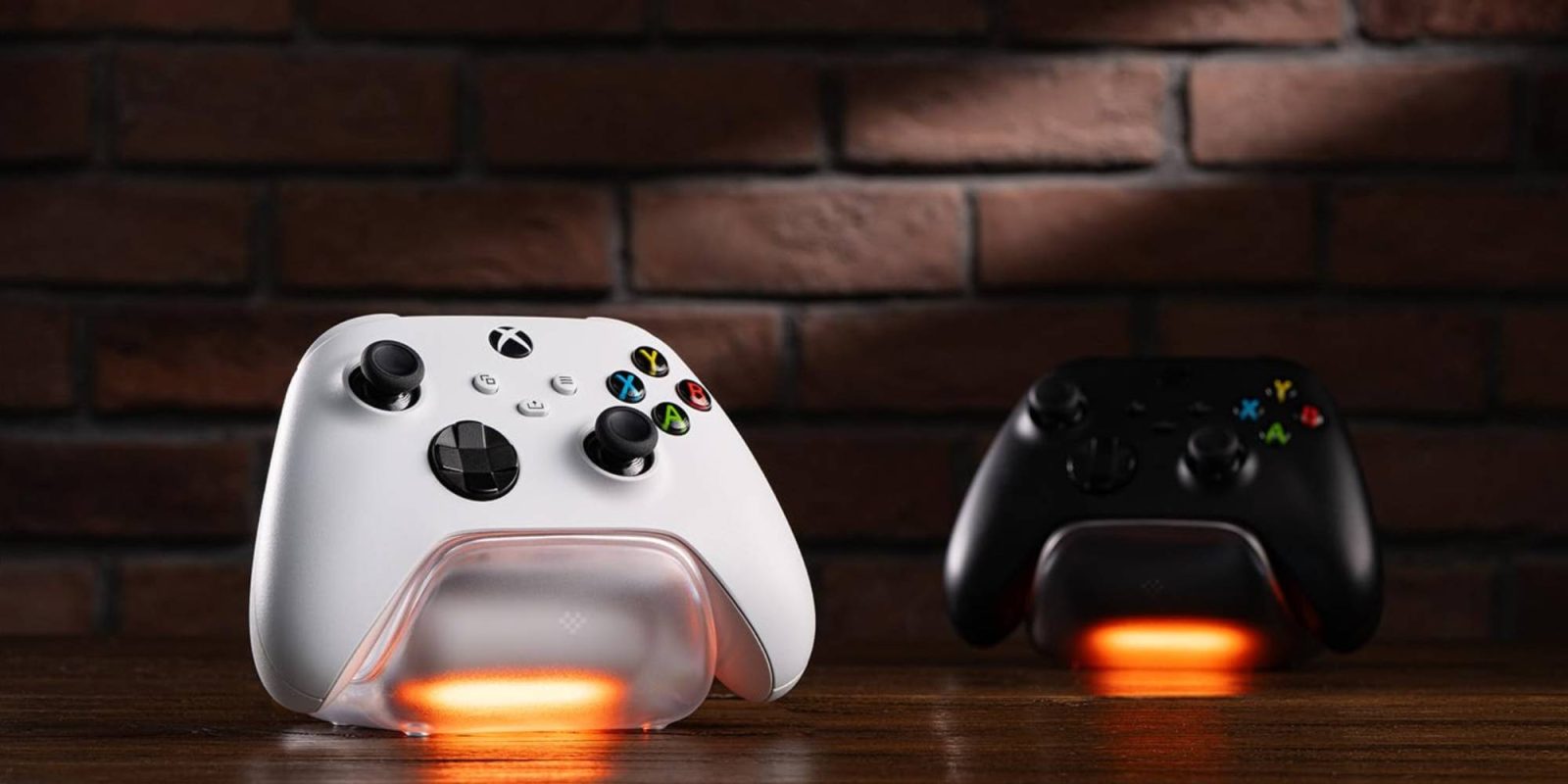 A white and black video game controller