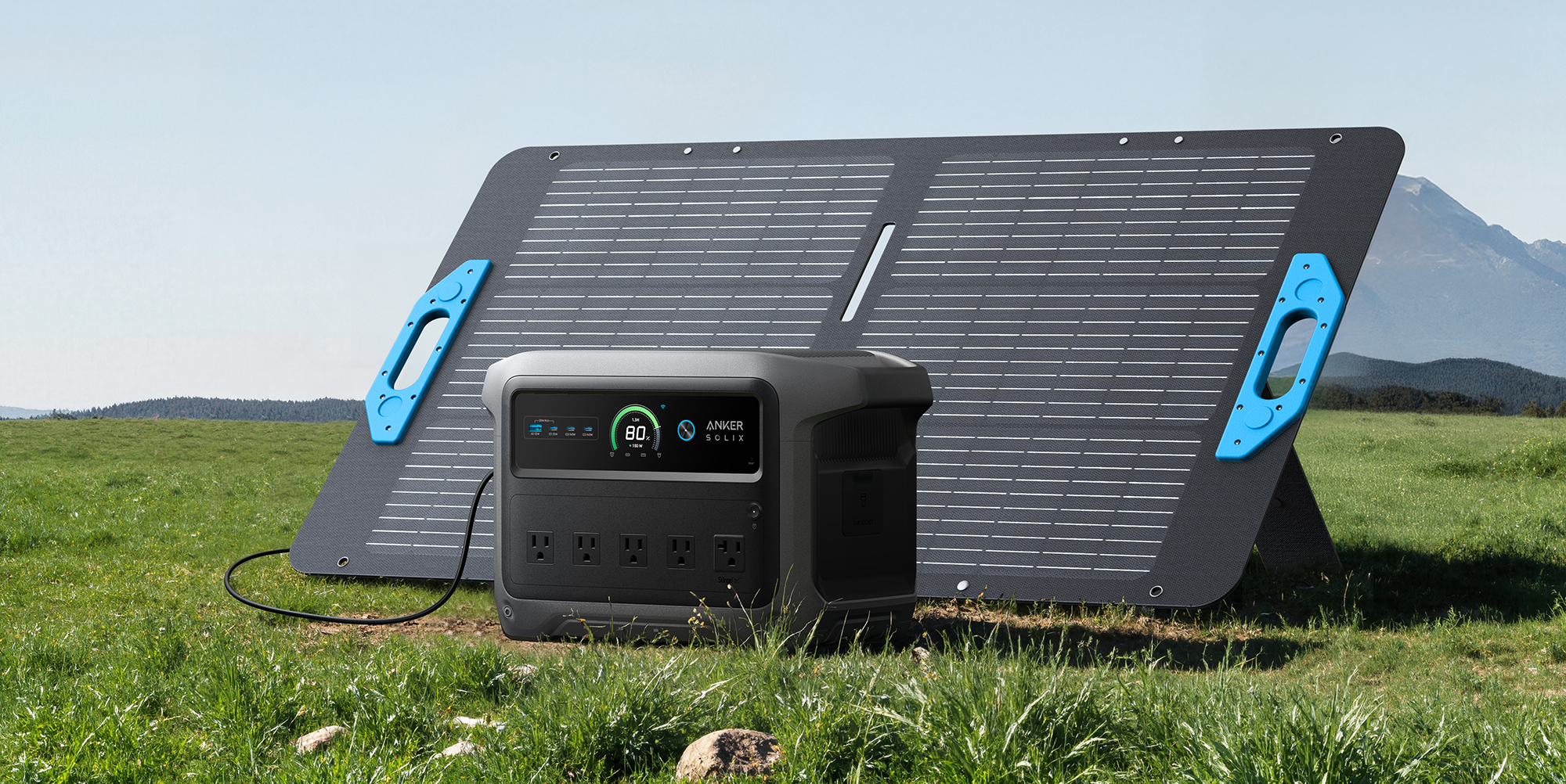 A solar panel and power box