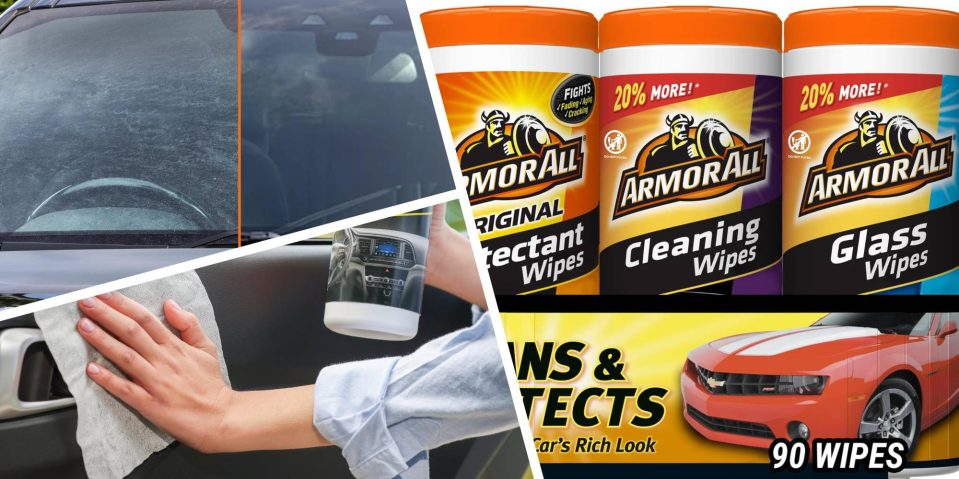 A collage of a person holding a bottle of wipes