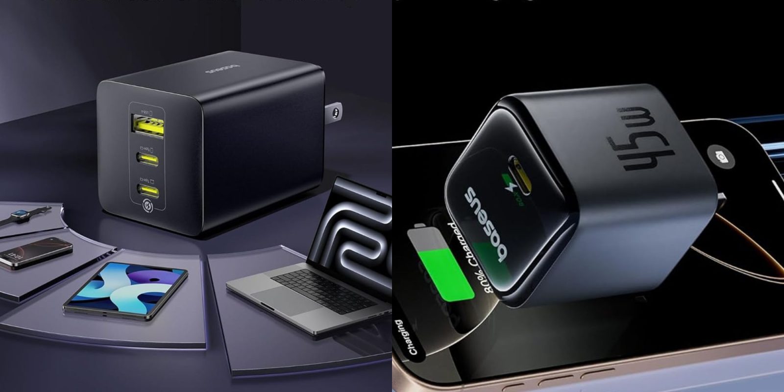 Image showing renders of Baseus' 100W and 45W USB-C chargers.