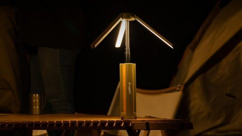 A small lamp on a table