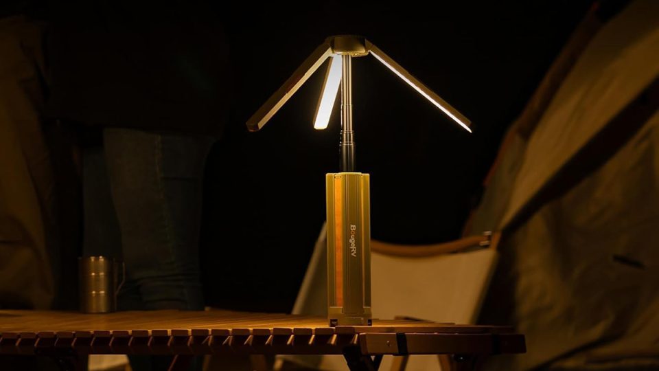 A small lamp on a table