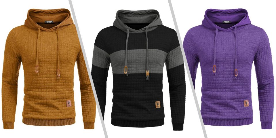 A collage of different colors of sweaters