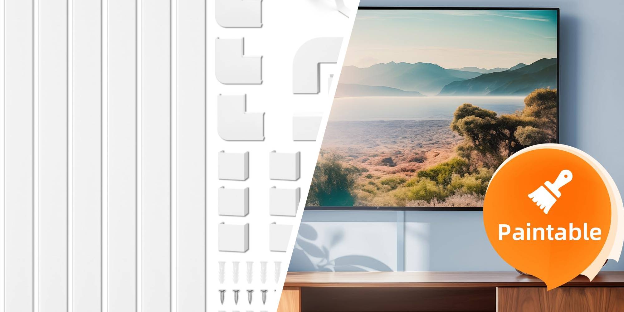 A screen with a picture of a landscape