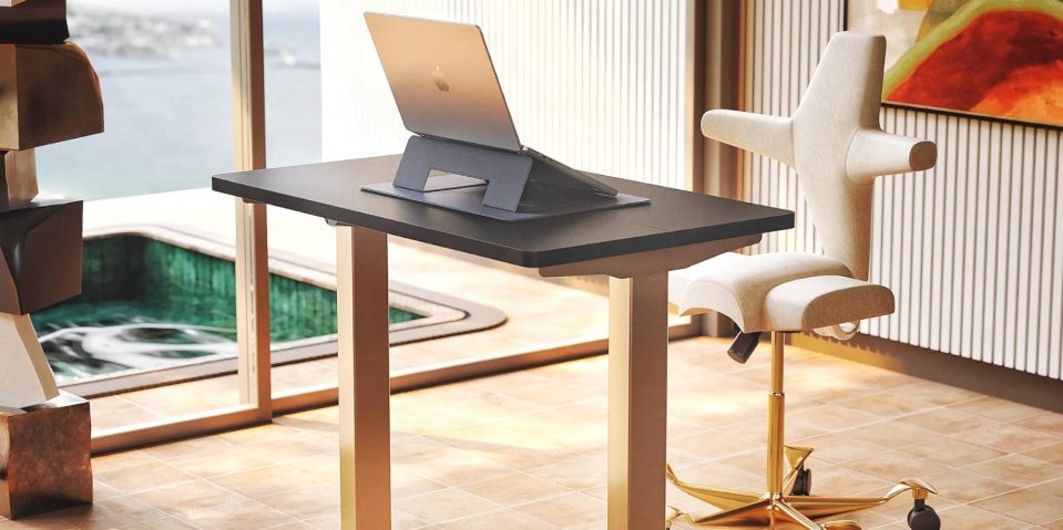 A laptop on a desk