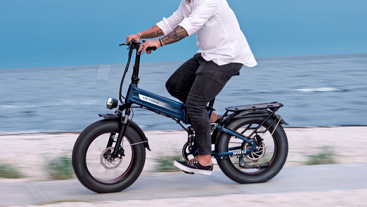 A man riding a bike