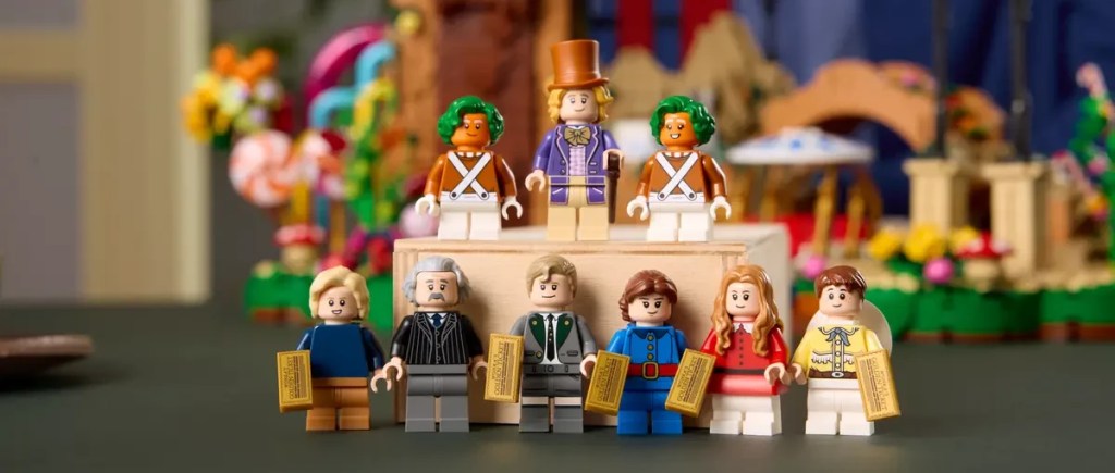 A group of lego figures in ideas willy wonka set 