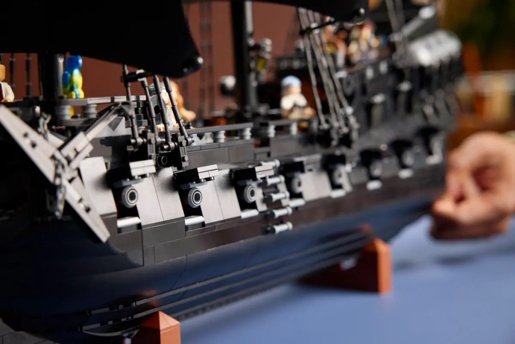 A close up of a toy ship