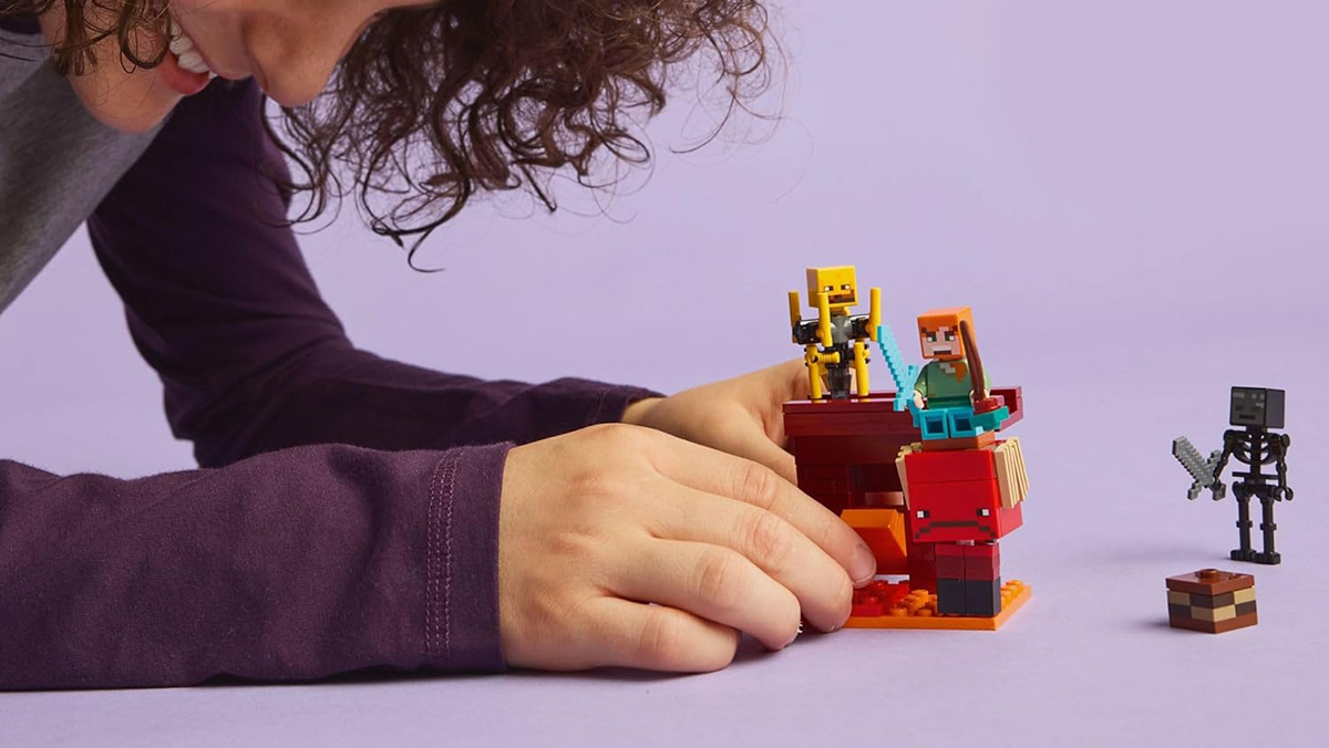 A person playing with a toy