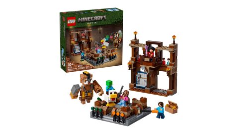 A toy building set with a box and a building set