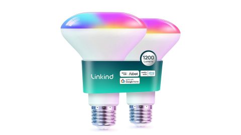 A couple of light bulbs with different colors