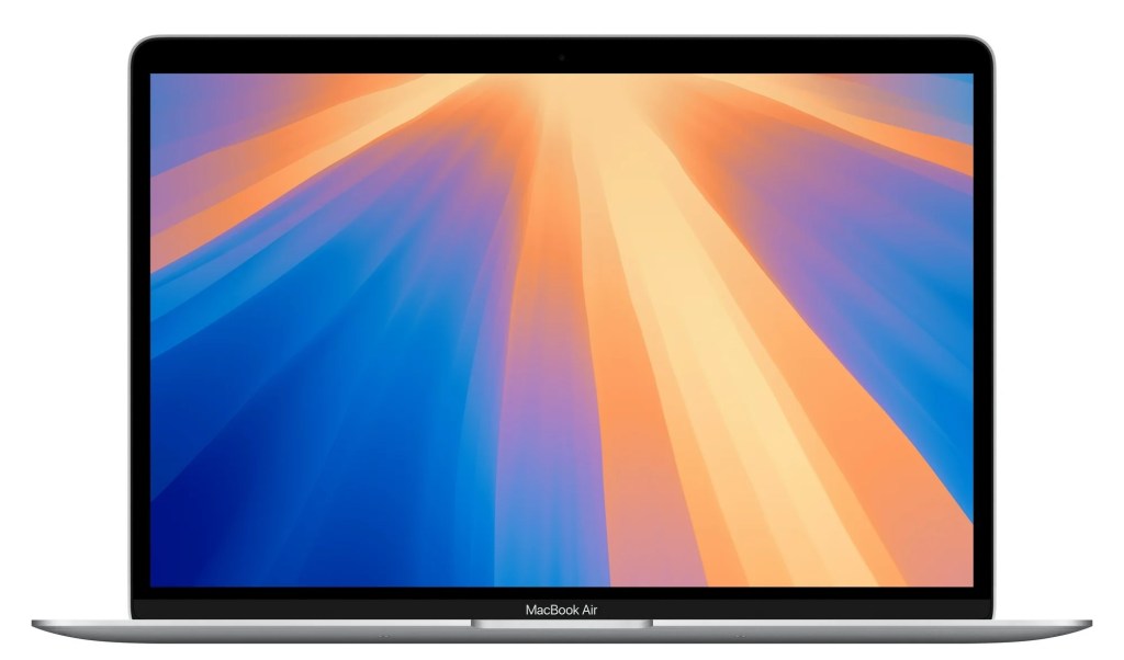 A laptop with a colorful background