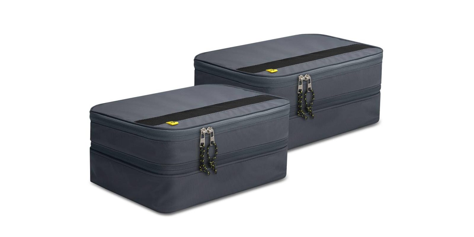 A pair of grey luggage bags
