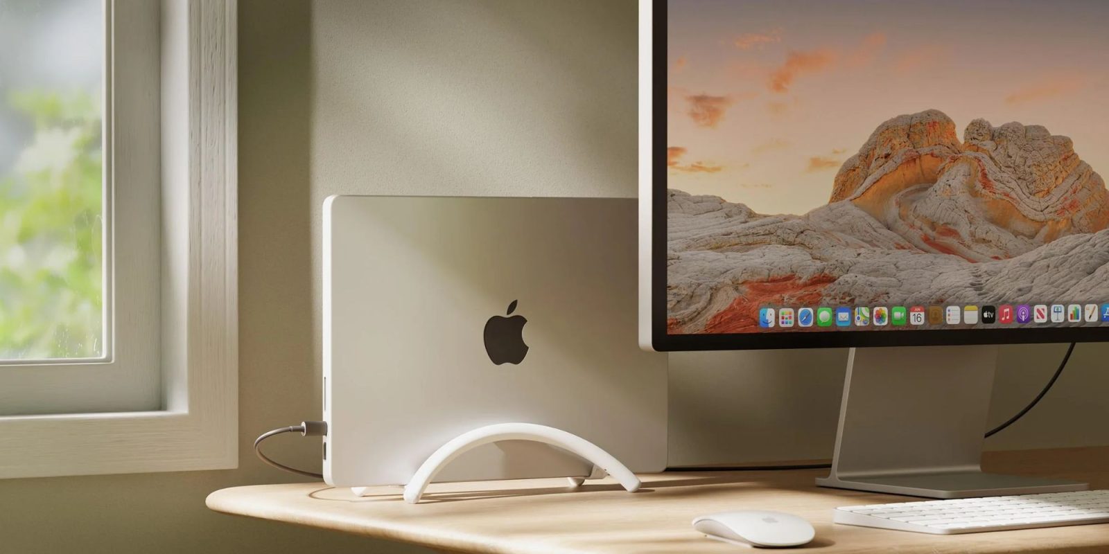 Image showing a render of Twelve South's BookArc Flex White MacBook stand.