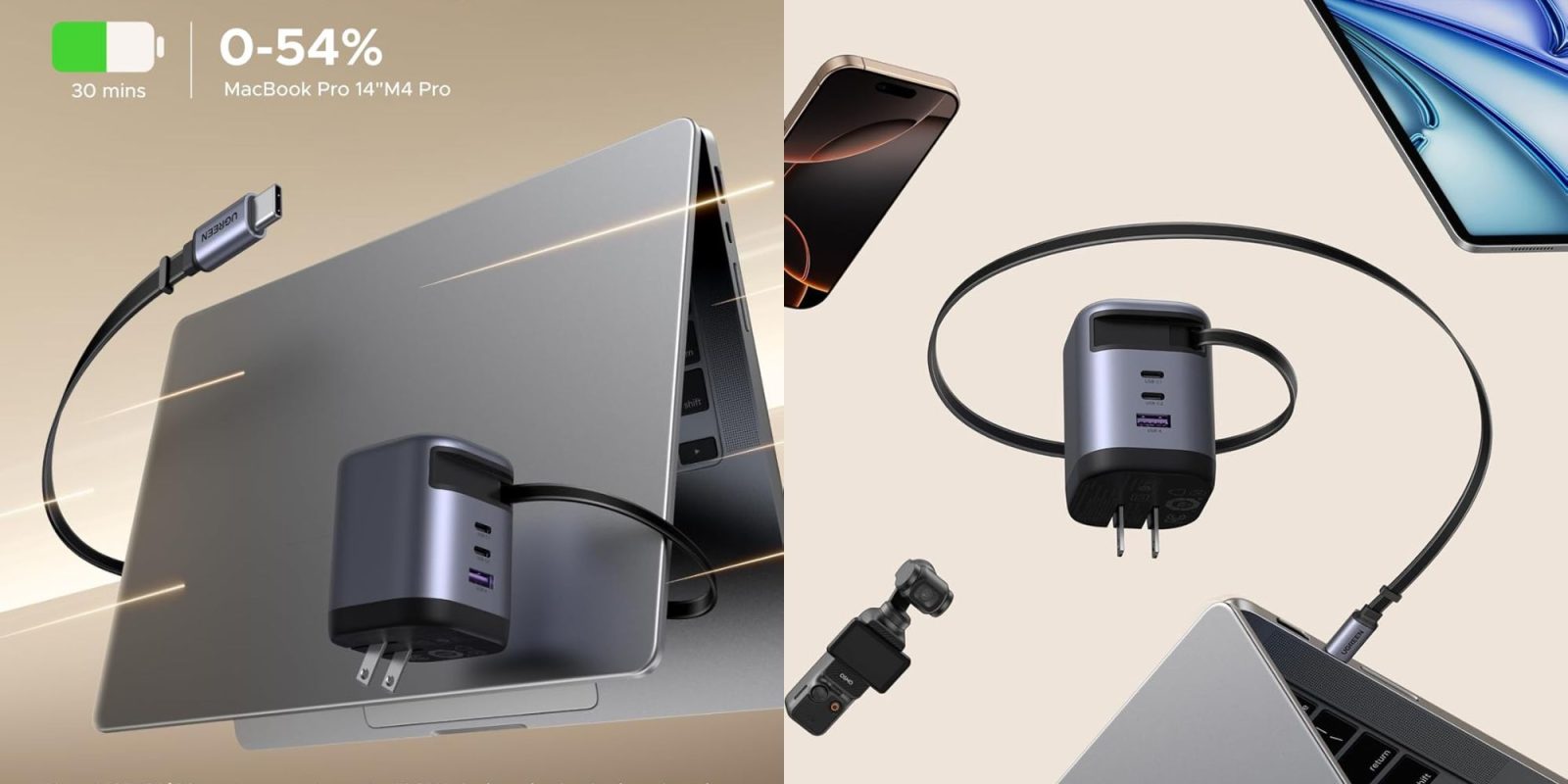 Image showing renders of UGREEN's new 100W USB-C charger.