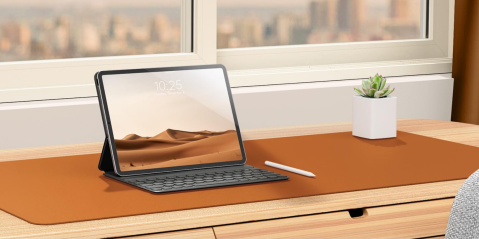 A laptop on a desk