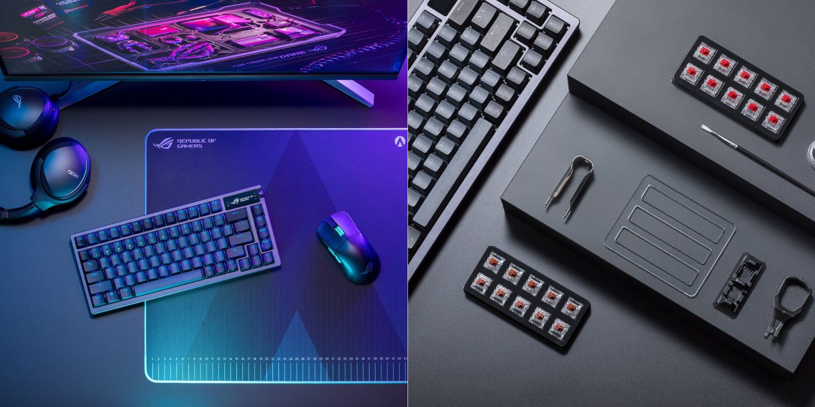 Image showing renders of ASUS' ROG Azoth wireless mechanical keyboard.