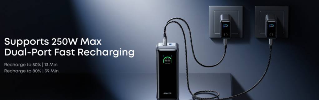 A black rechargeable battery with a cord attached to it