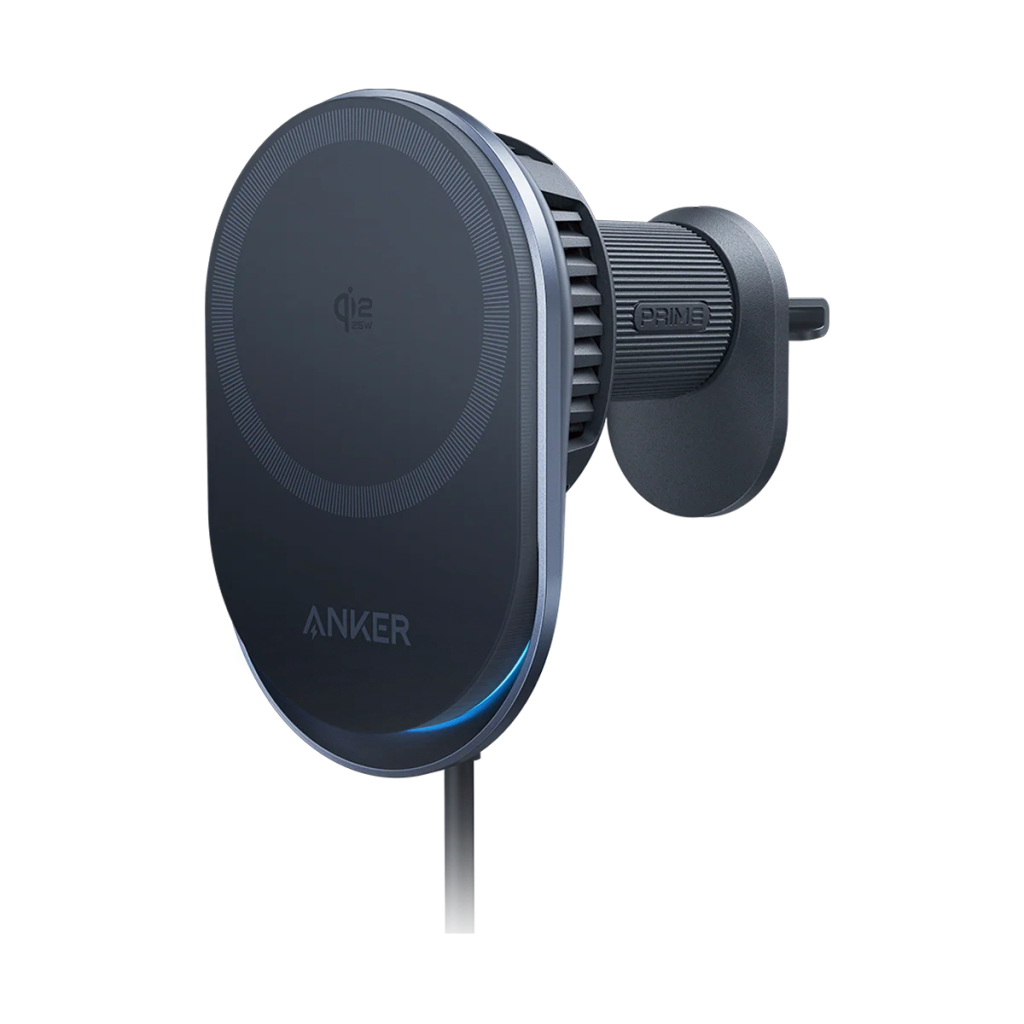 A car charger on a black background