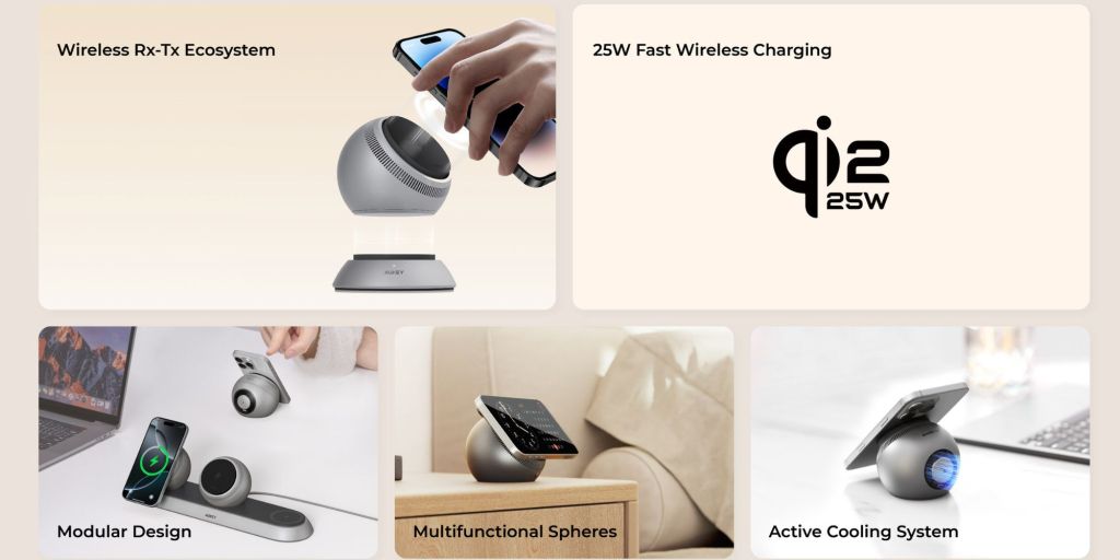Image showing features of Aukey's new MagFusion charging station.