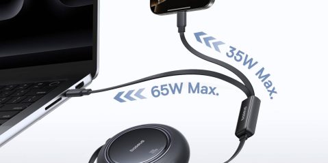 A cell phone charging with a cable