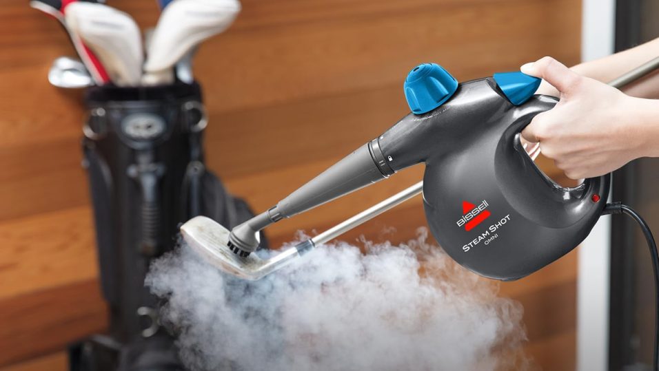 A steam gun with a golf club in the background