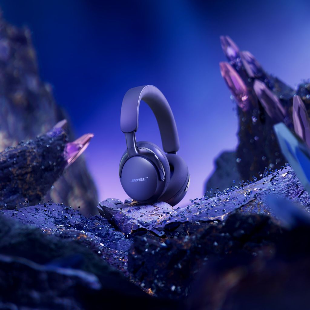 A headphones on rocks