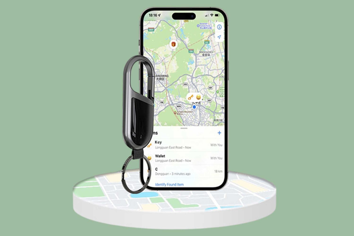Carabiner Keychain - Works with Apple Find My (iOS only)