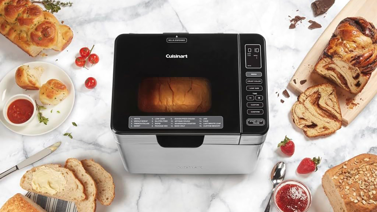 A bread toaster with a bread and jam