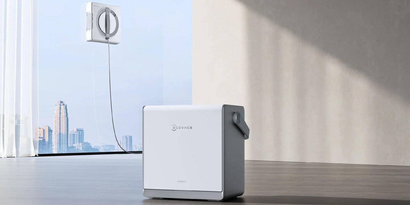 A white rectangular object with a cord attached to it