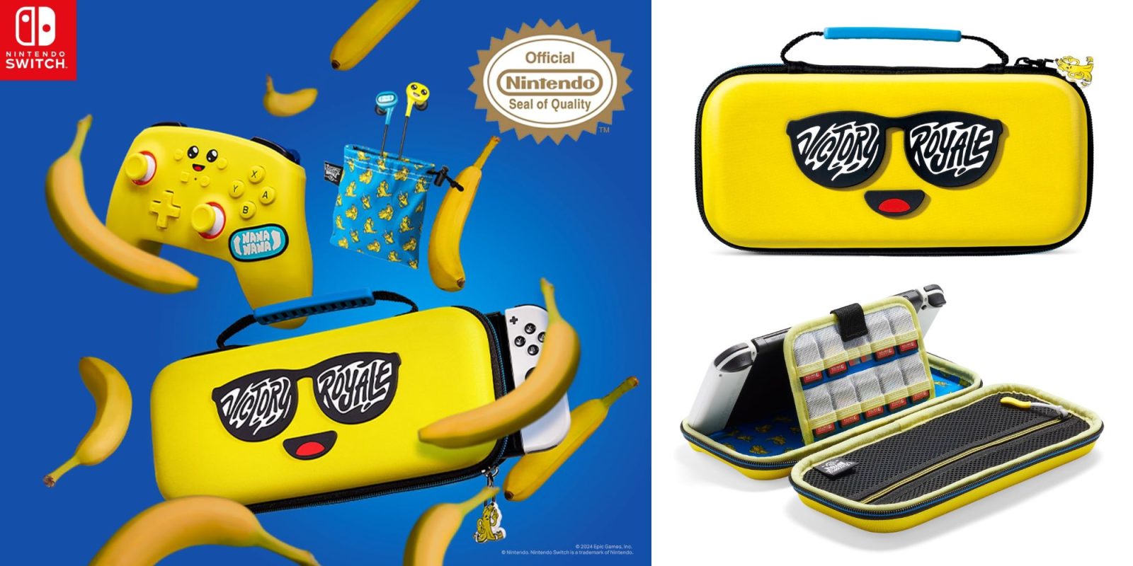 Image showing renders of PowerA's Fortnite Peely Switch case.