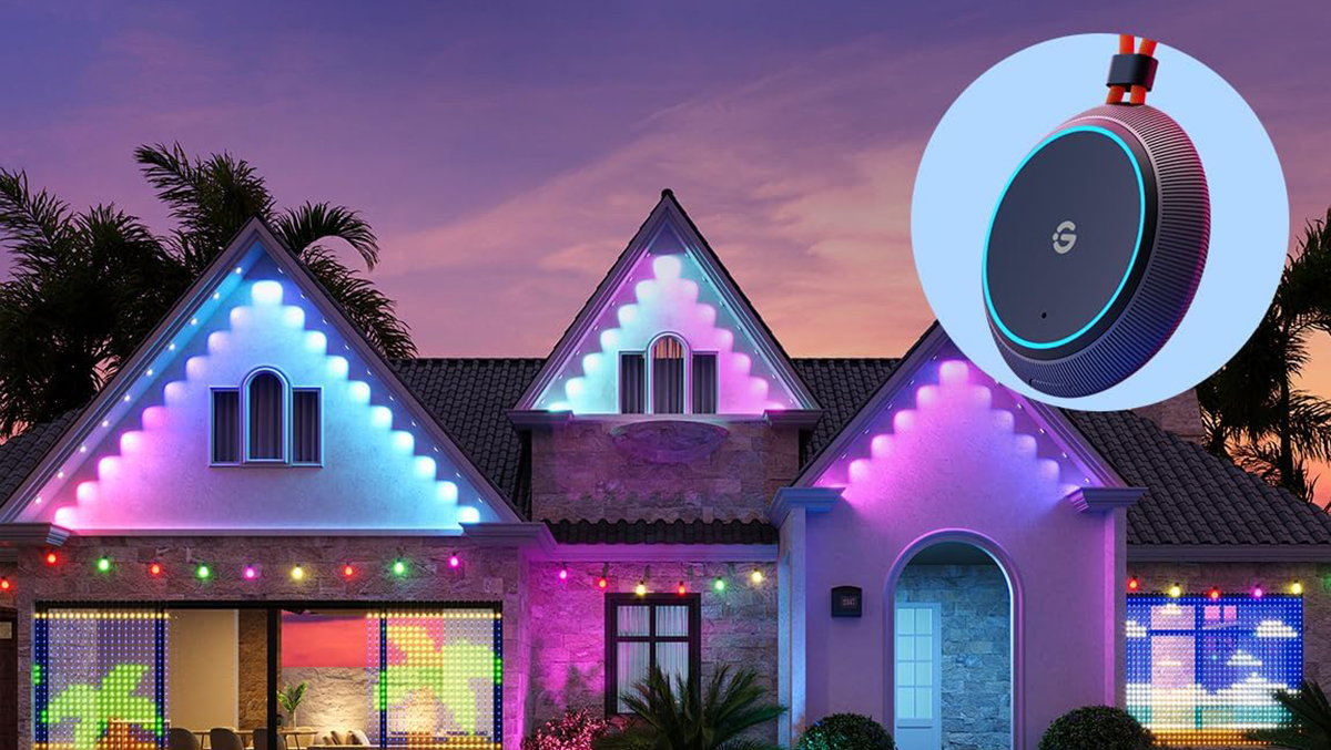 A house with lights on it