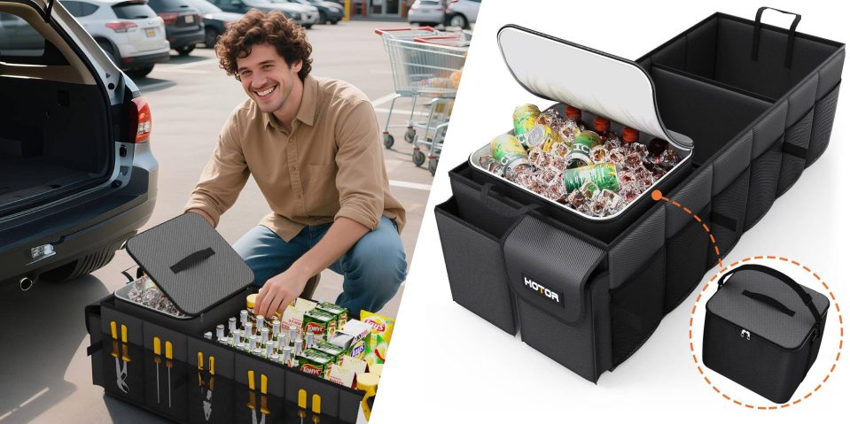 A man smiling and a cooler