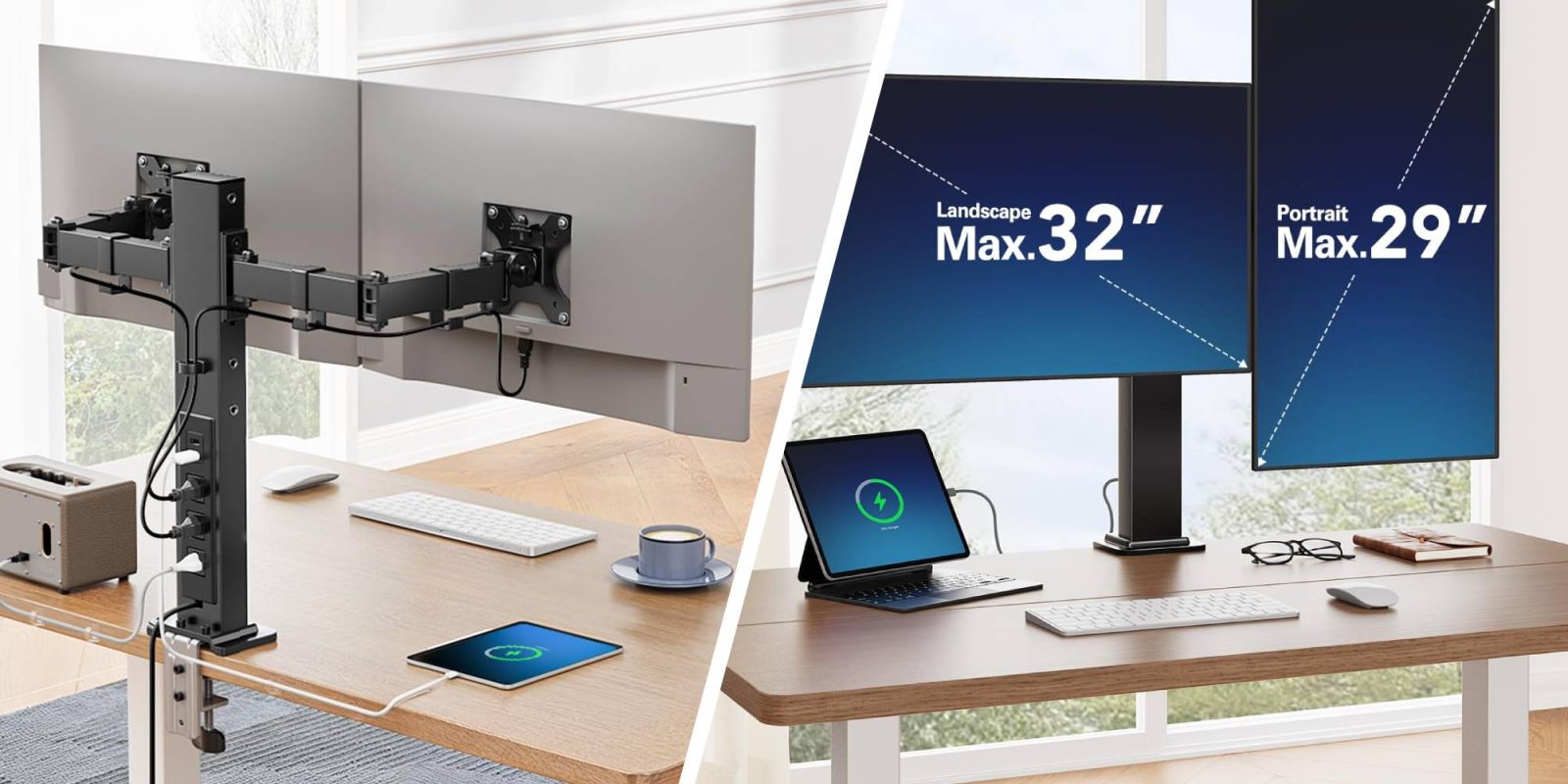 A computer monitor and a tablet on a desk