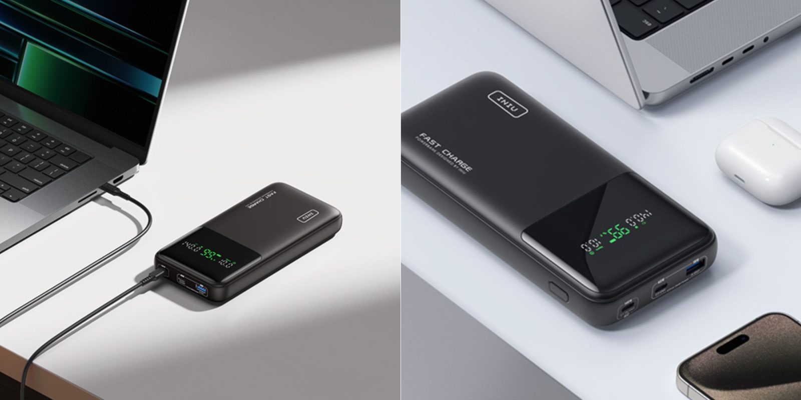 A black rectangular device with a digital display