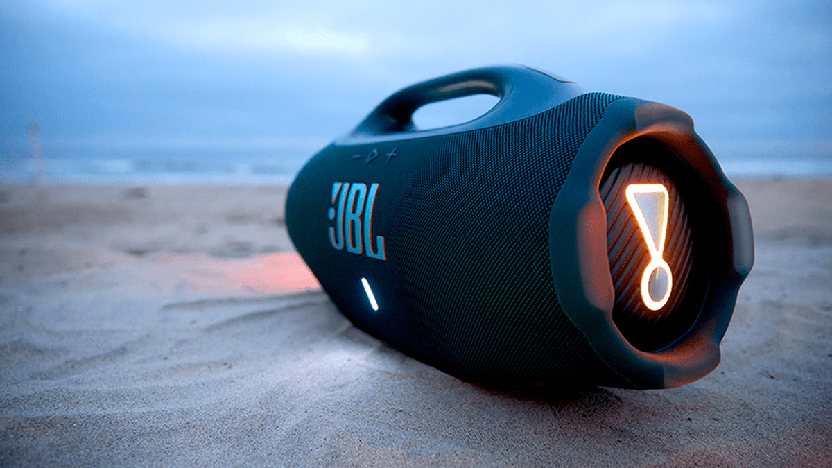A speaker on the sand