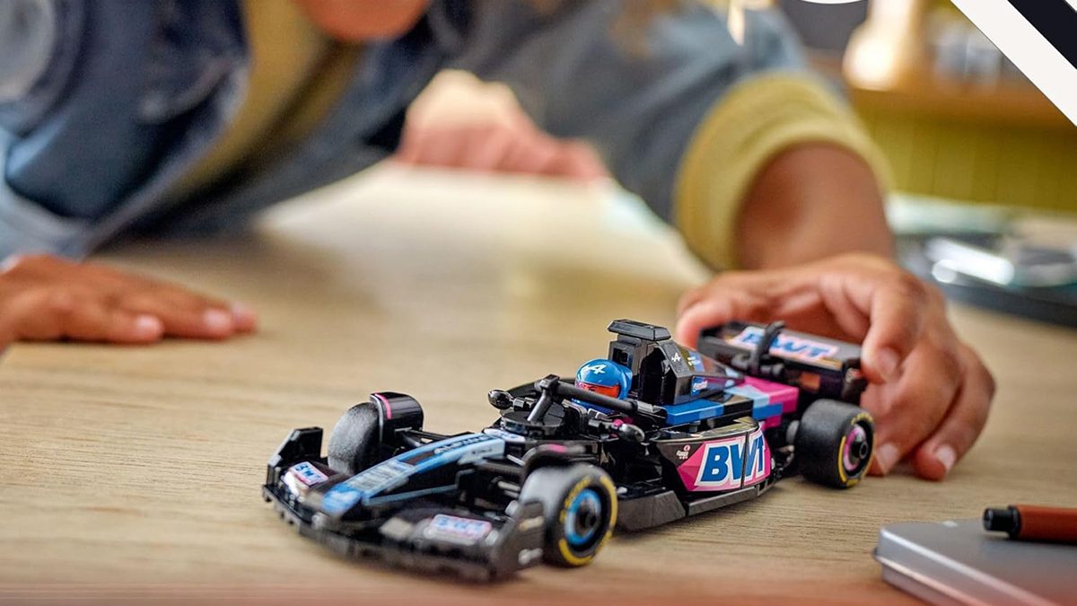 A toy race car on a table