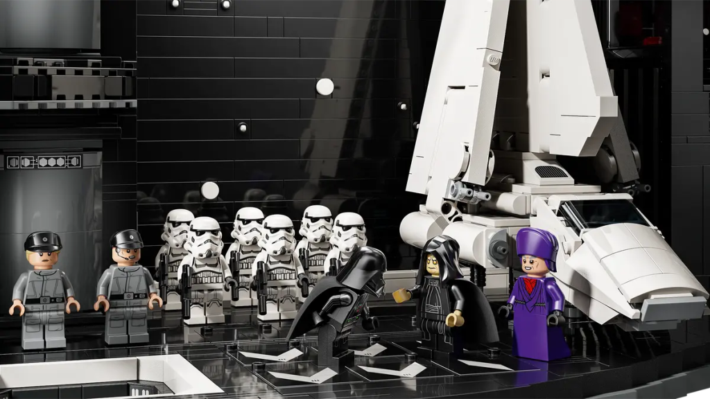 A group of lego figures in LEGO Star Wars Death Star