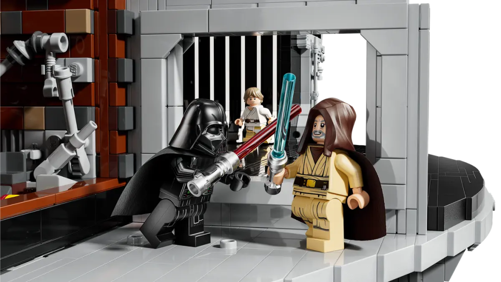 A group of lego figures in a jail